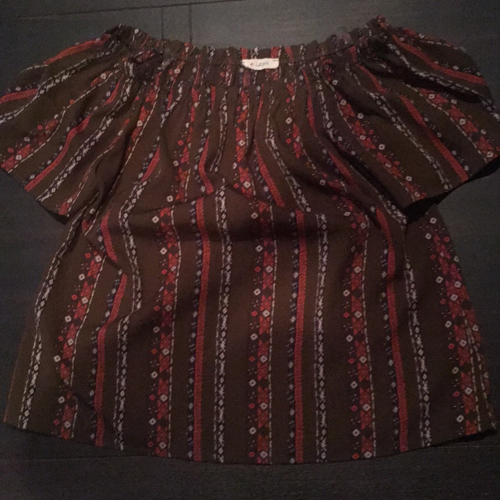 Green off the shoulder top size small.